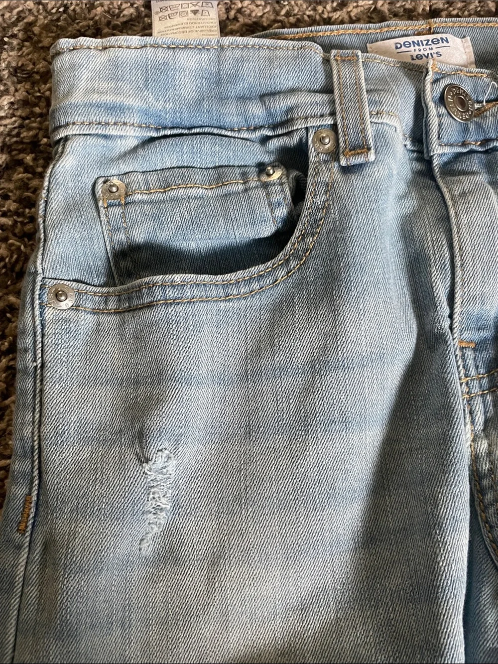 Denizen from Levi's Faded Light Blue Distressed White Washed Girls Jeans